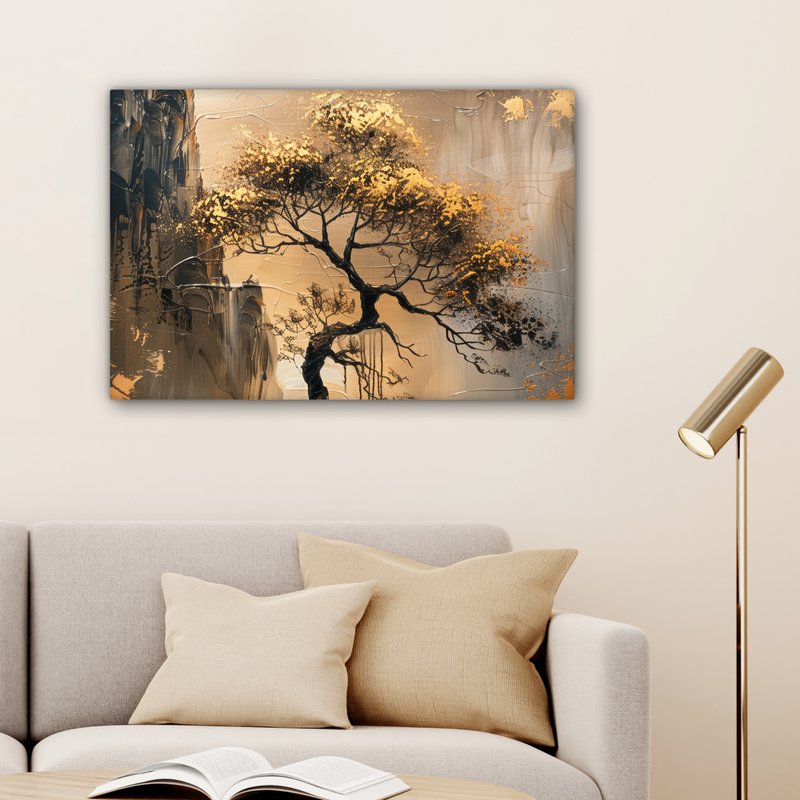 Dipinto di tela - Tree della decorazione del muro - oro - paesaggio - vernice - decorazione murale soggiorno - decorazione della stanza moderna - dipinti astratti