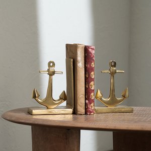 Gold Anchor Bookends - Handcrafted Aluminum - Home Décor