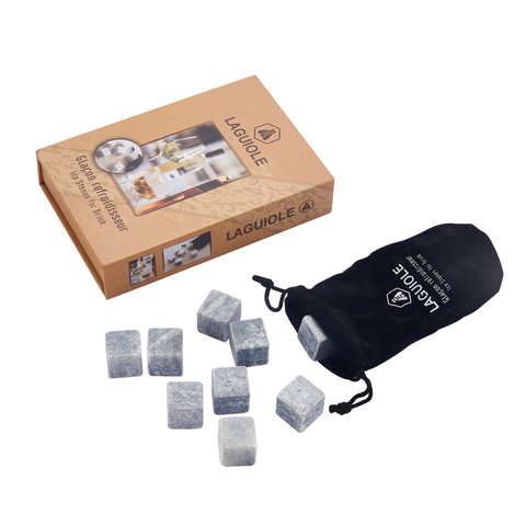 LAGUIOLE GLANCON STEATITE - 9 ICE STONE FOR DRINK IN VELVET POUCH