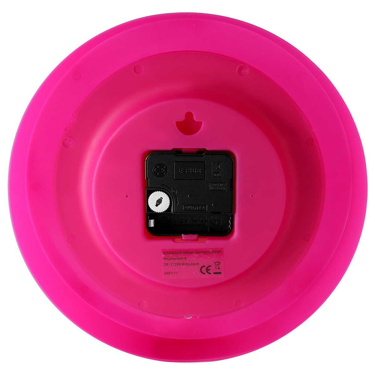 Atlanta wandklok voor kinderen, roze, Ø 22,5 cm