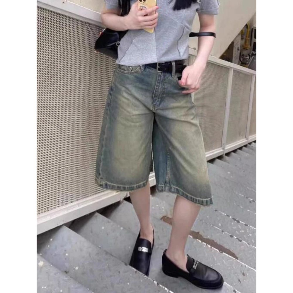 S-4XL Denim Shorts Women Chic Leisure Streetwear High Waist Korean Style Summer Knee Simple Comfortable Students Clothing New
