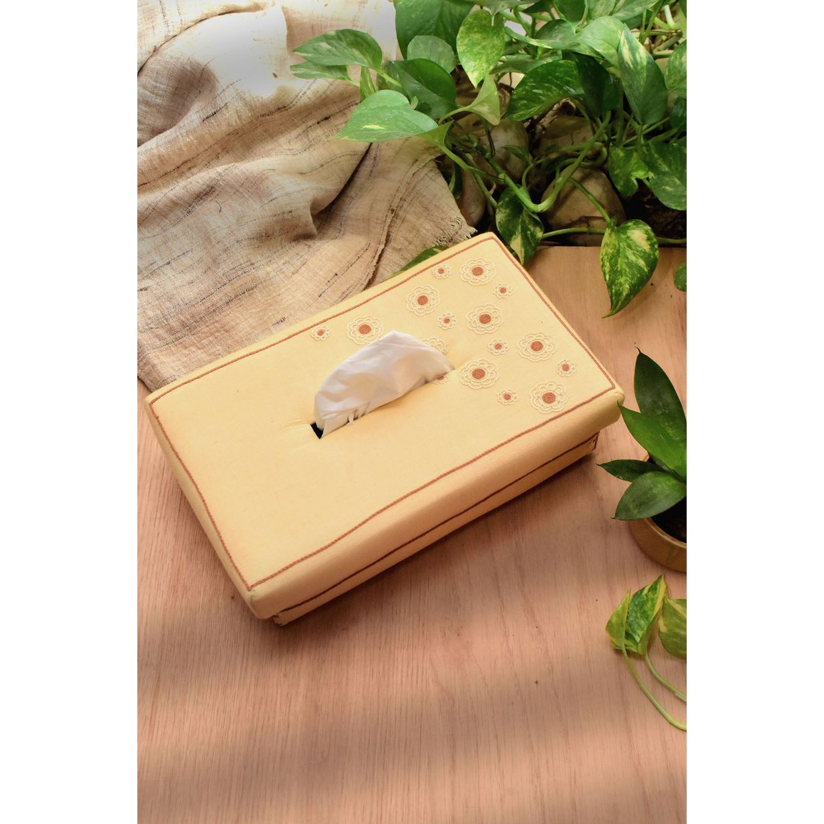 Weefseldooshoes | Geweven Katoen Japans Geel | 24x14cm
