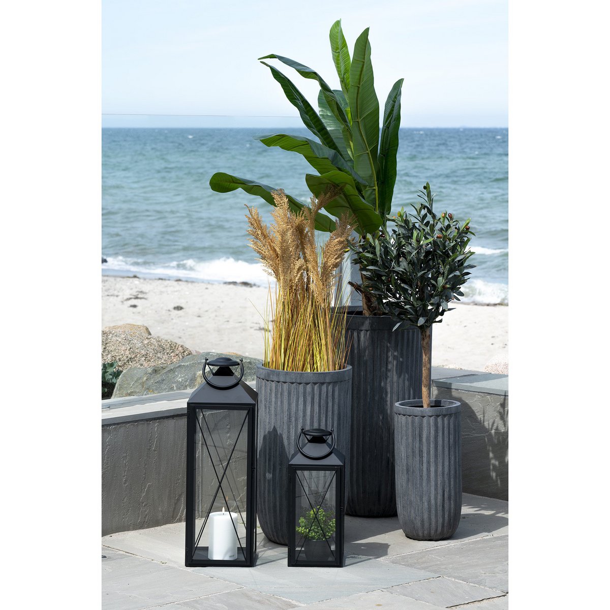 Casa Lantern, set of 2 - Lantern, steel and glass, black, set of 2