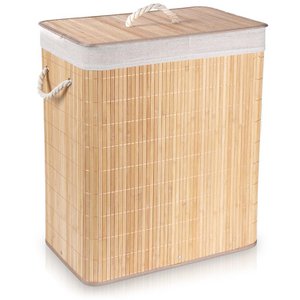 Laundry basket bamboo with 2 Sections 90l
