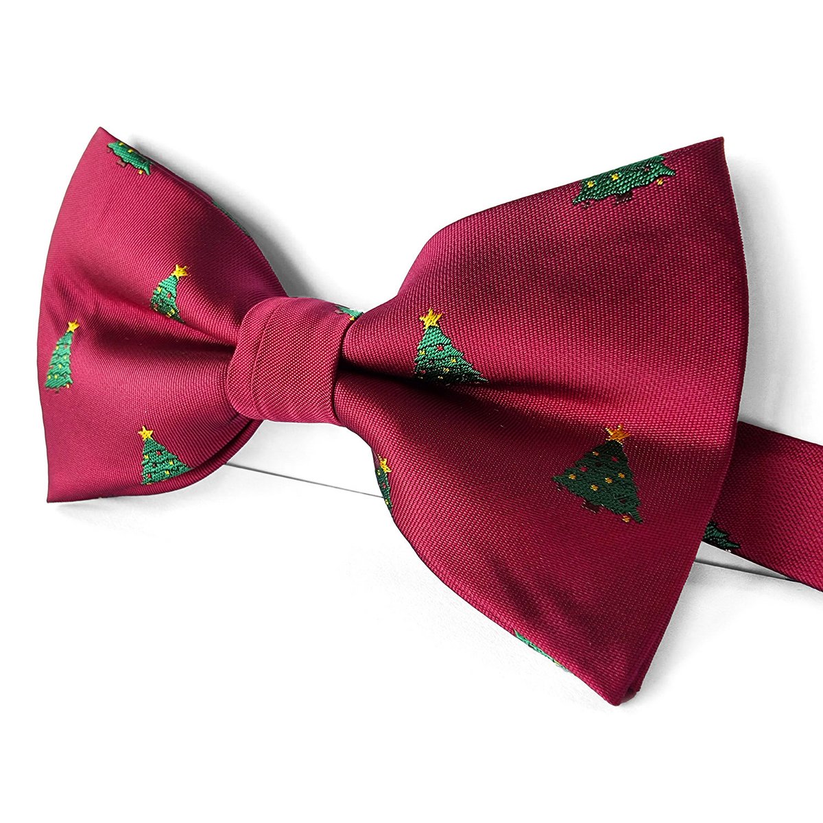 Bowtie - Bordeaux with Xmas trees with stars