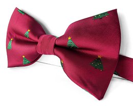 Bowtie - Bordeaux with Xmas trees with stars