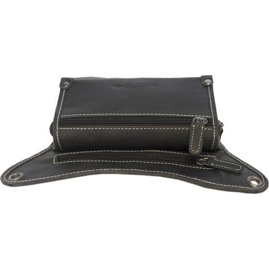 Motor Bean's bag - Black leather hip bag or leather shoulder bag