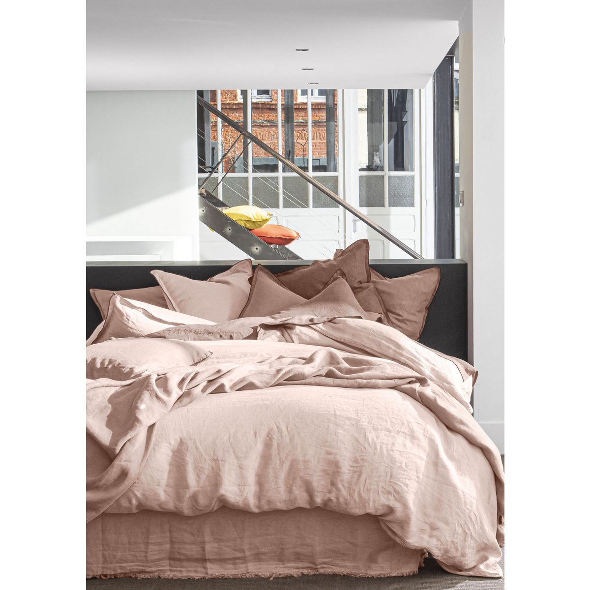 DUVET COVER 240X220CM 100% WASHED LINEN ROSE NUDE