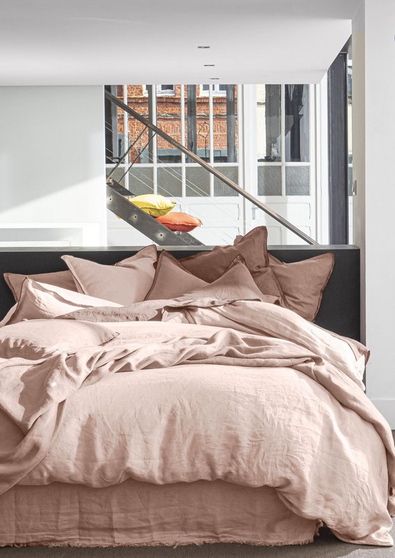 DUVET COVER 240X220CM 100% WASHED LINEN ROSE NUDE