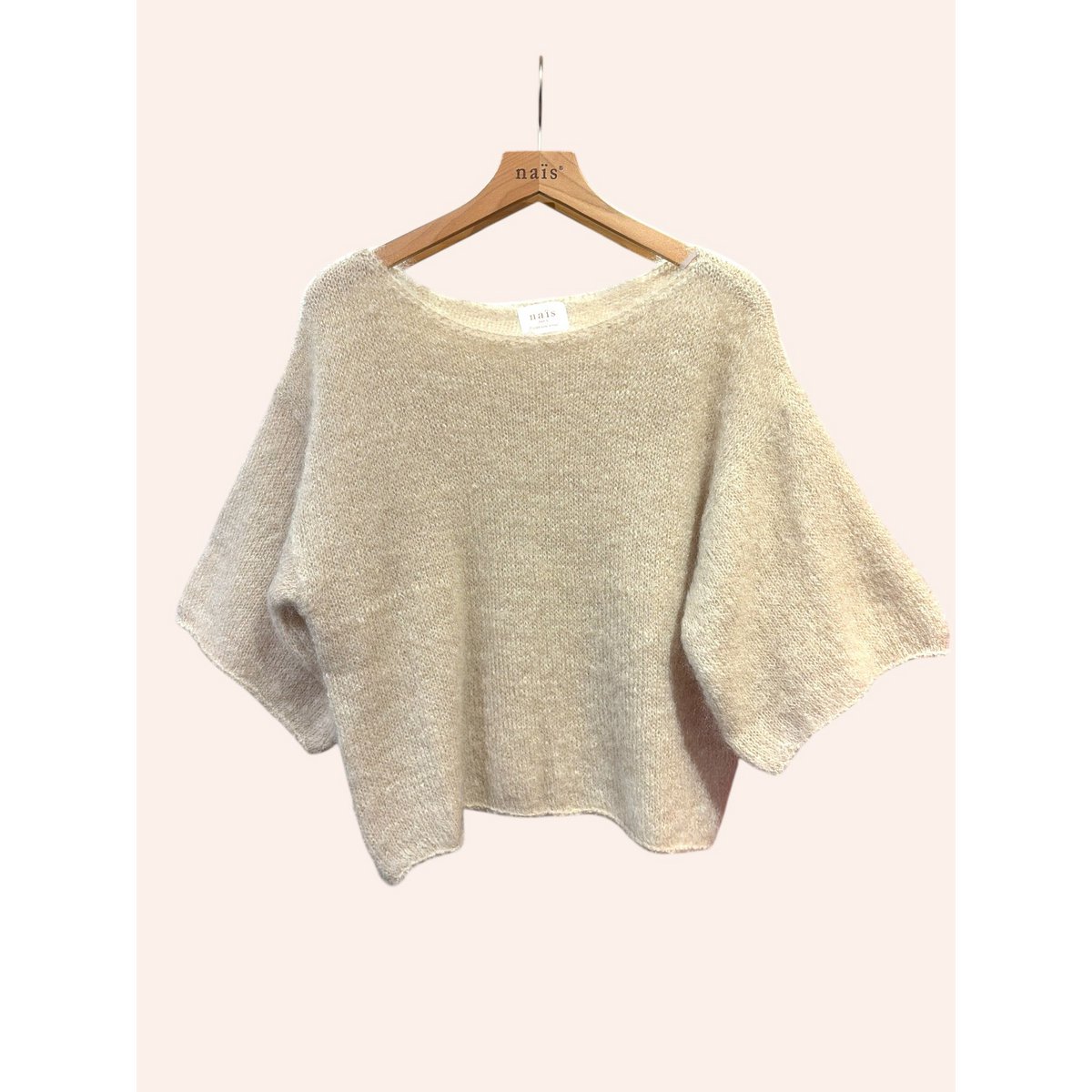 Pull col bateau manches 3/4 en 76% mohair et laine