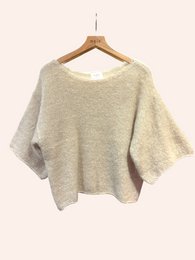 Pull col bateau manches 3/4 en 76% mohair et laine