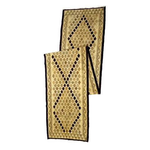Geometrisch wollen teak kelim vloerkleed