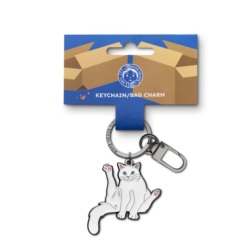 Emalje nøglering/taske charme "Siddende kat"