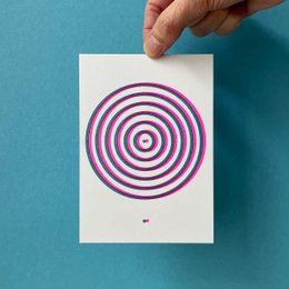 Riso Postkarte Blur Pink/Teal, Risographie, DIN A6