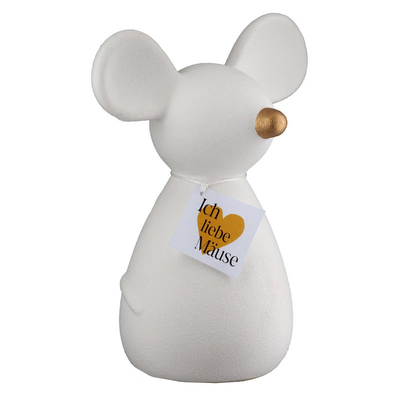 Spardose Maus Maus 2-sort. grau, weiß H. 15 cm, VE 8