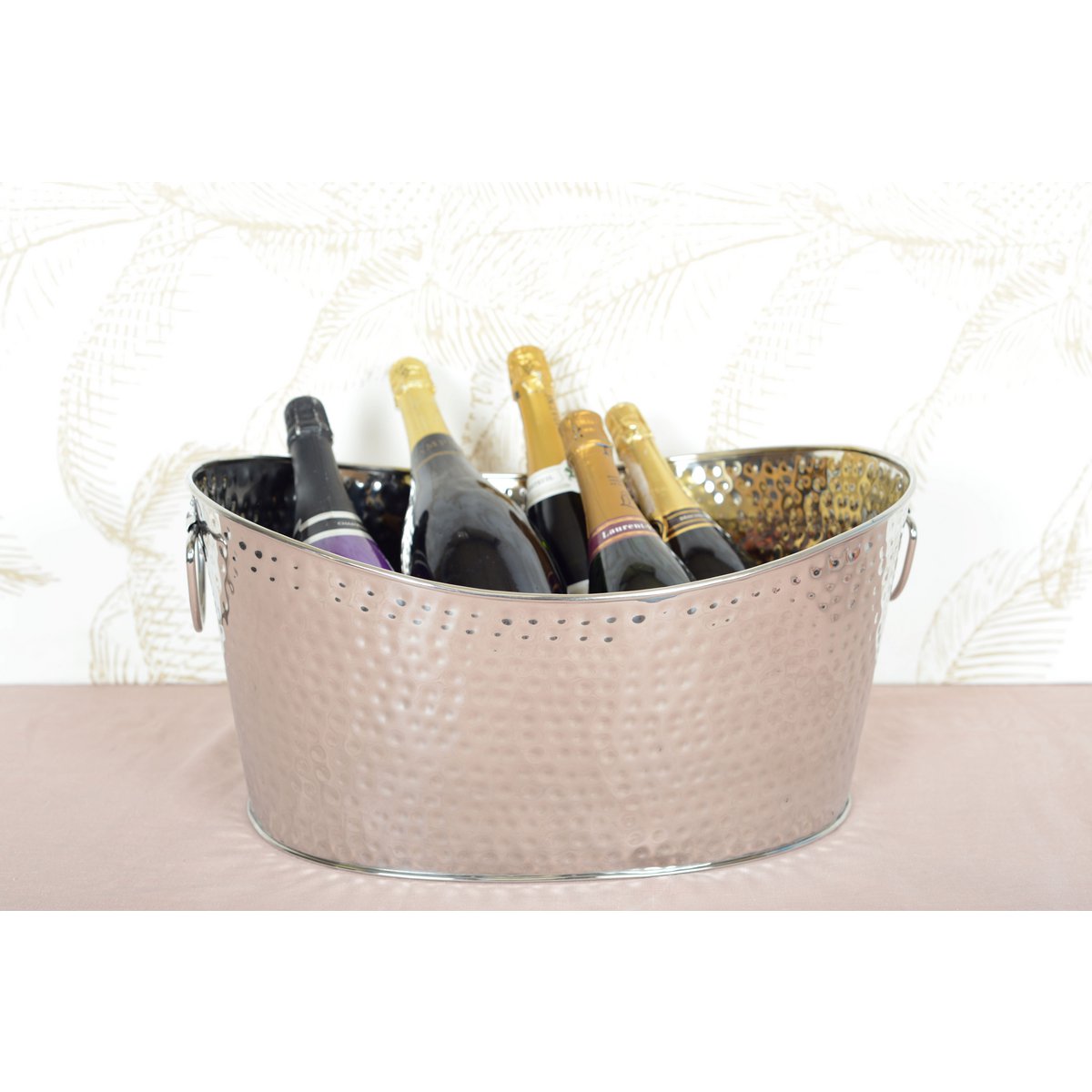 Seau à champagne argent martelé 49x35x23.5cm