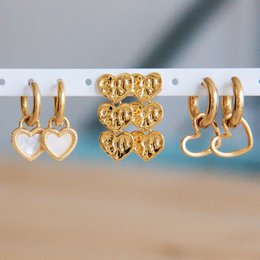 Rustfrit stål bred creol med åbent hjerte - guld