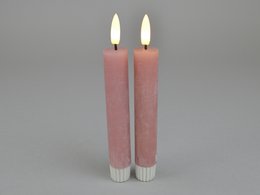 Two pink LED candles with on/off switch and optional timer.