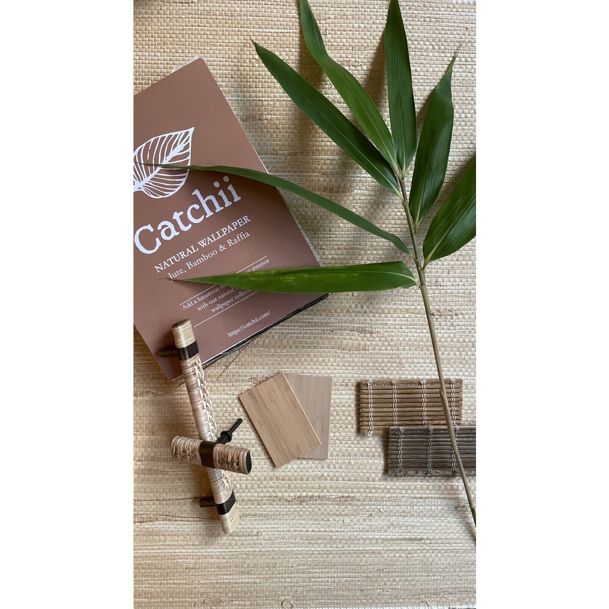Cupboard button rectangular rattan