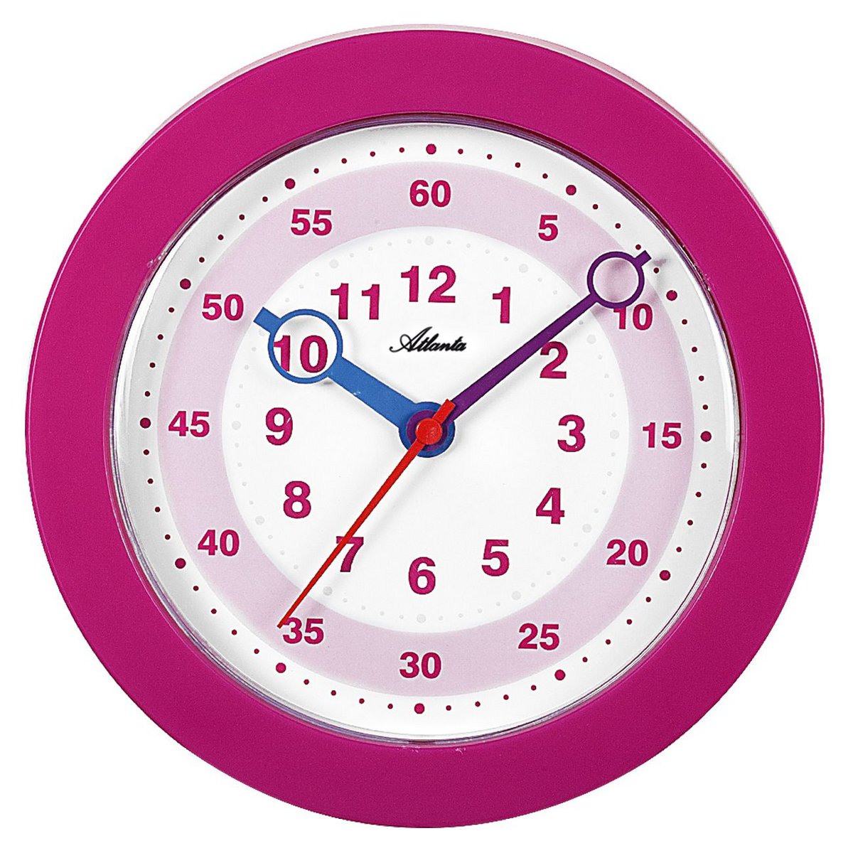 Atlanta wandklok voor kinderen, roze, Ø 22,5 cm