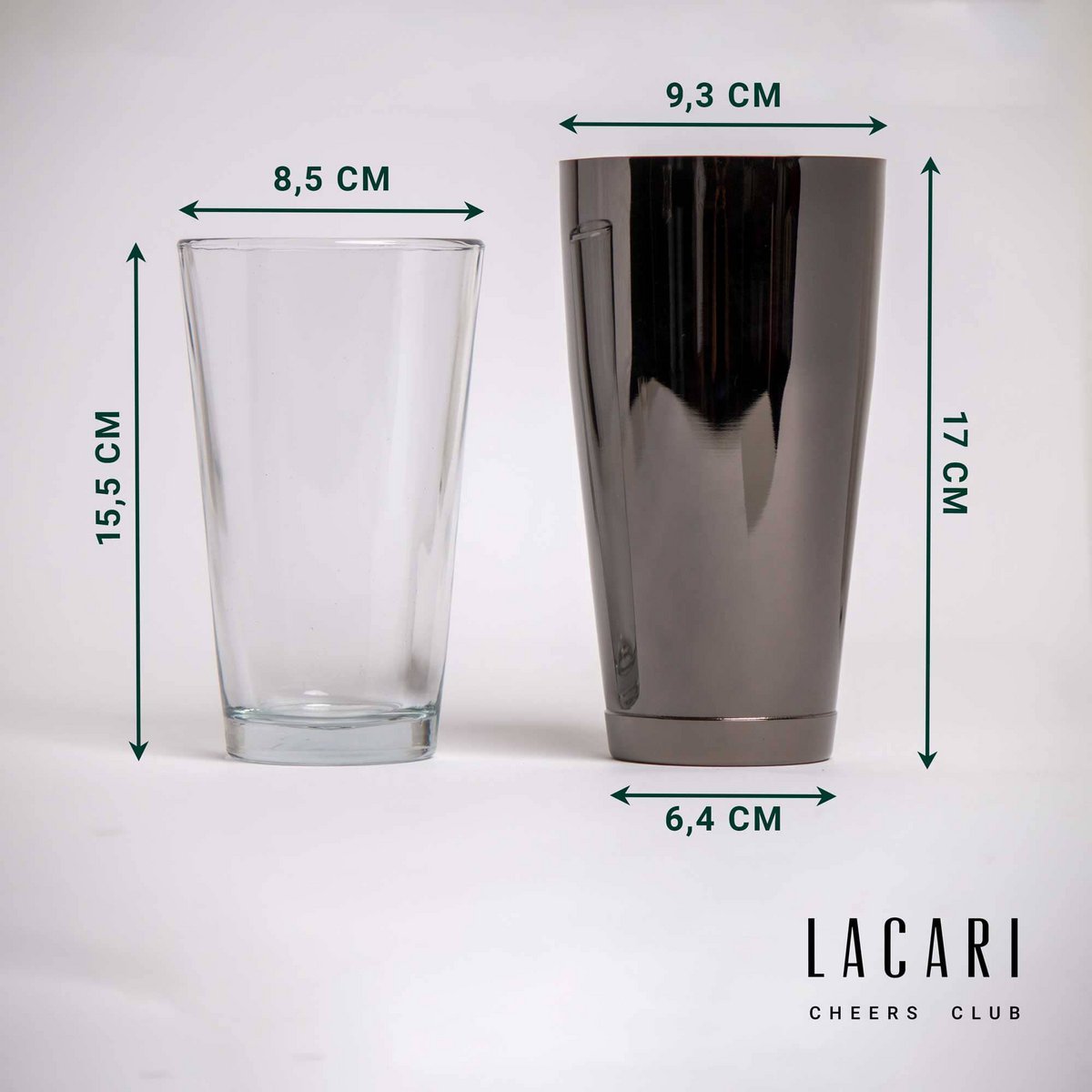 Boston shaker met glas | 700 ml roestvrijstalen cocktailmeesterwerk | Lacari