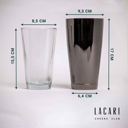 Boston shaker med glas | 700 ml cocktailmesterværk i rustfrit stål | Lacari