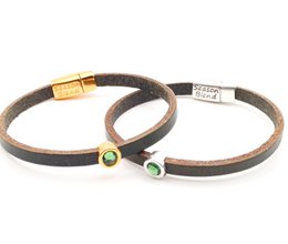 Shorty leather bracelet green