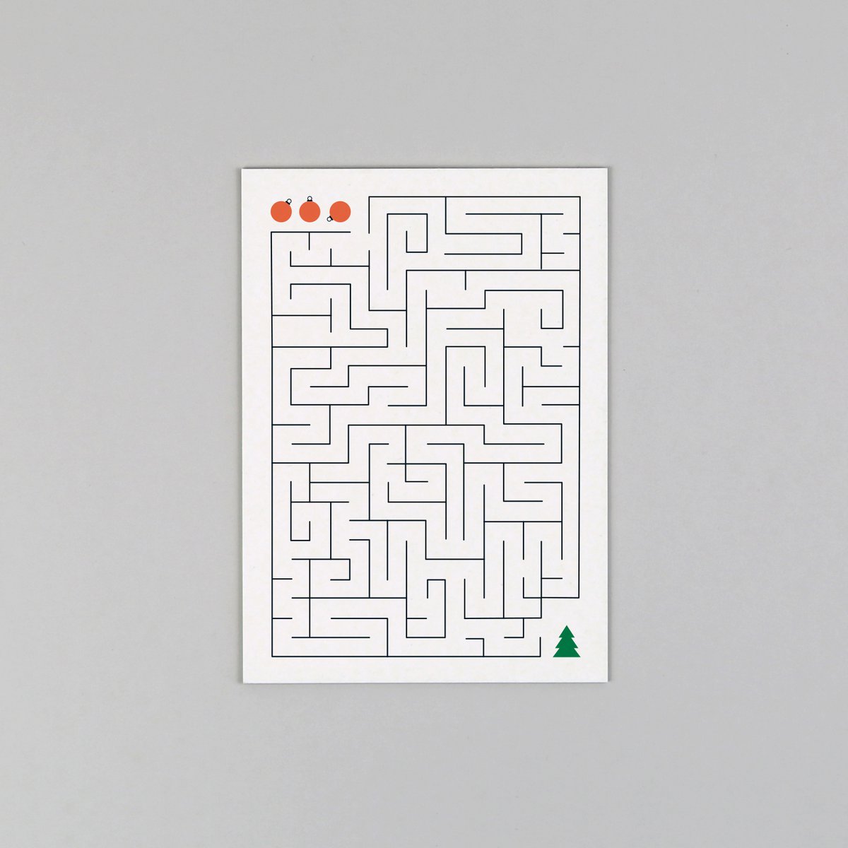 Postkarte Holzschliff Weihnachtskarte Ted Labyrinth