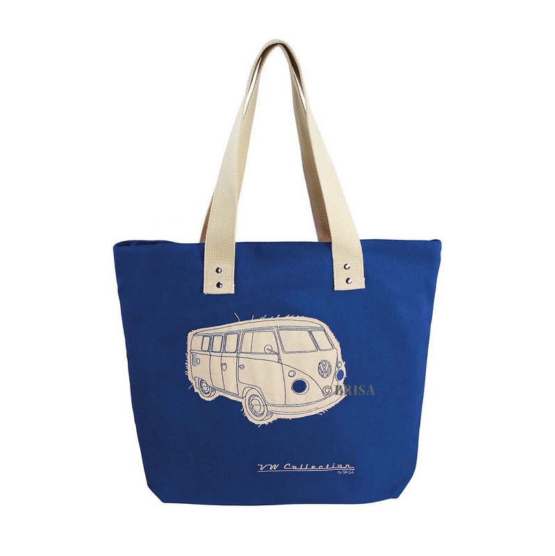 Volkswagen VW T1 Bus Canvas Shopper Bag - Silhouette/Blue