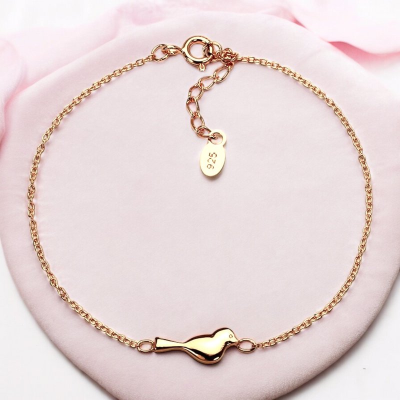 925 sølvarmbånd med fuglemotiv - 18K forgyldt, 16,5 cm længde - ARM925-35