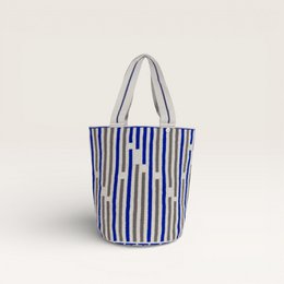 Borsa tonda a righe L | Cobalto
