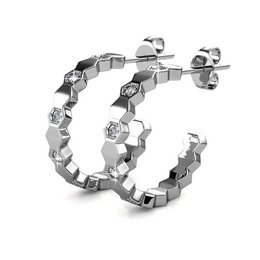 Geschwungene Ohrringe – Silber und Kristall
