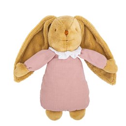 Lapin Nid d'Ange Doudou Musical - Vieux Rose 25Cm Coton Bio
