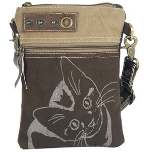 Sunsa women's shoulder bag. Vintage style shoulder bag. Canvas handbag. small crossbody bag for women printed with cat motifs