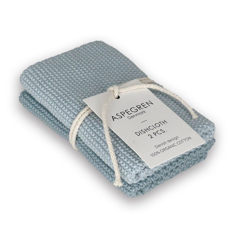 Knitted Dishcloths – Solid – Skyway (Each with 2)