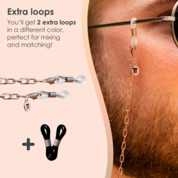 Glasses Cord Links Rose Gold — 100% Stainless Steel & Unisex Eyewear Cords for Women and Men — Glasses Chain with Extra Loops — Brillenkoord Brillenband Brillenkette Cordon de Lunettes Cordón Para Gafas