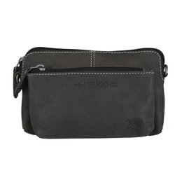 Skuldertaske - Bum Bag - Clutch af sort bøffellæder - 3 farver læder