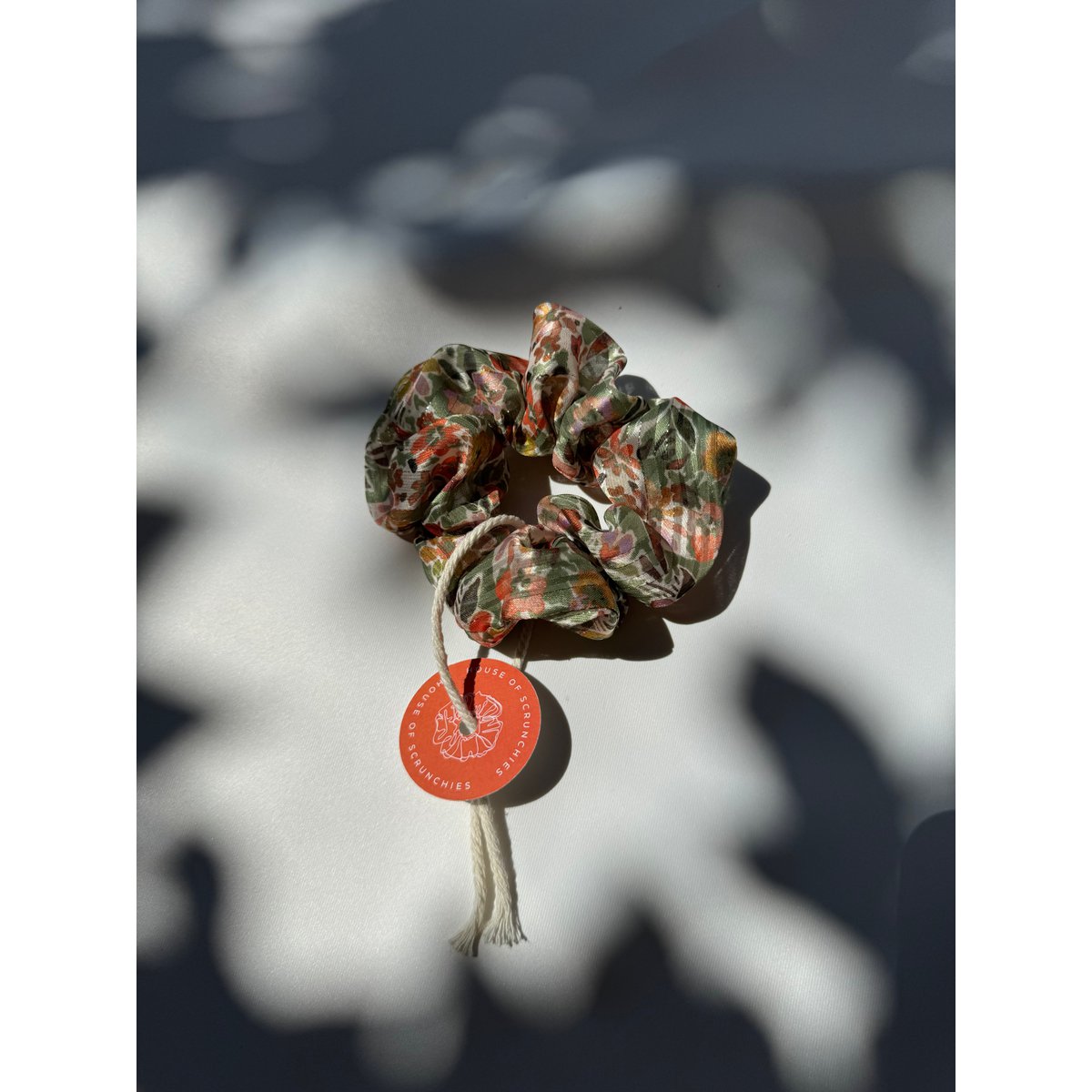 Scrunchie - Grüne Chiffon Blumen - Genbrug