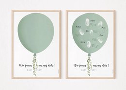 Gästebuch Babyparty Ballon - Fingerabdruck Babyfeier grün