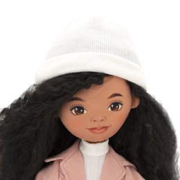 Zacht speelgoed, lieve zussen - Tina in een roze jas + bonusaccessoires set (35 cm)