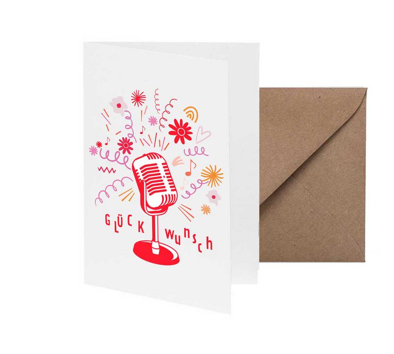 Greeting card congratulations microphone