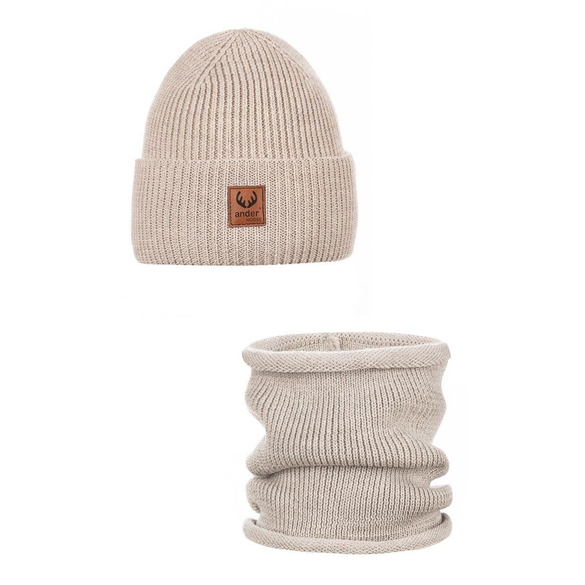 Set cappello e sciarpa BRIGID - 100% lana merino - beige