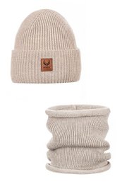 Komplet czapka i komin BRIGID - 100% wełny merino - beżowy