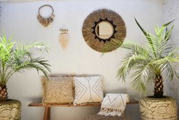 Seagrass mirror with macrame details - Ambon Black ø70cm