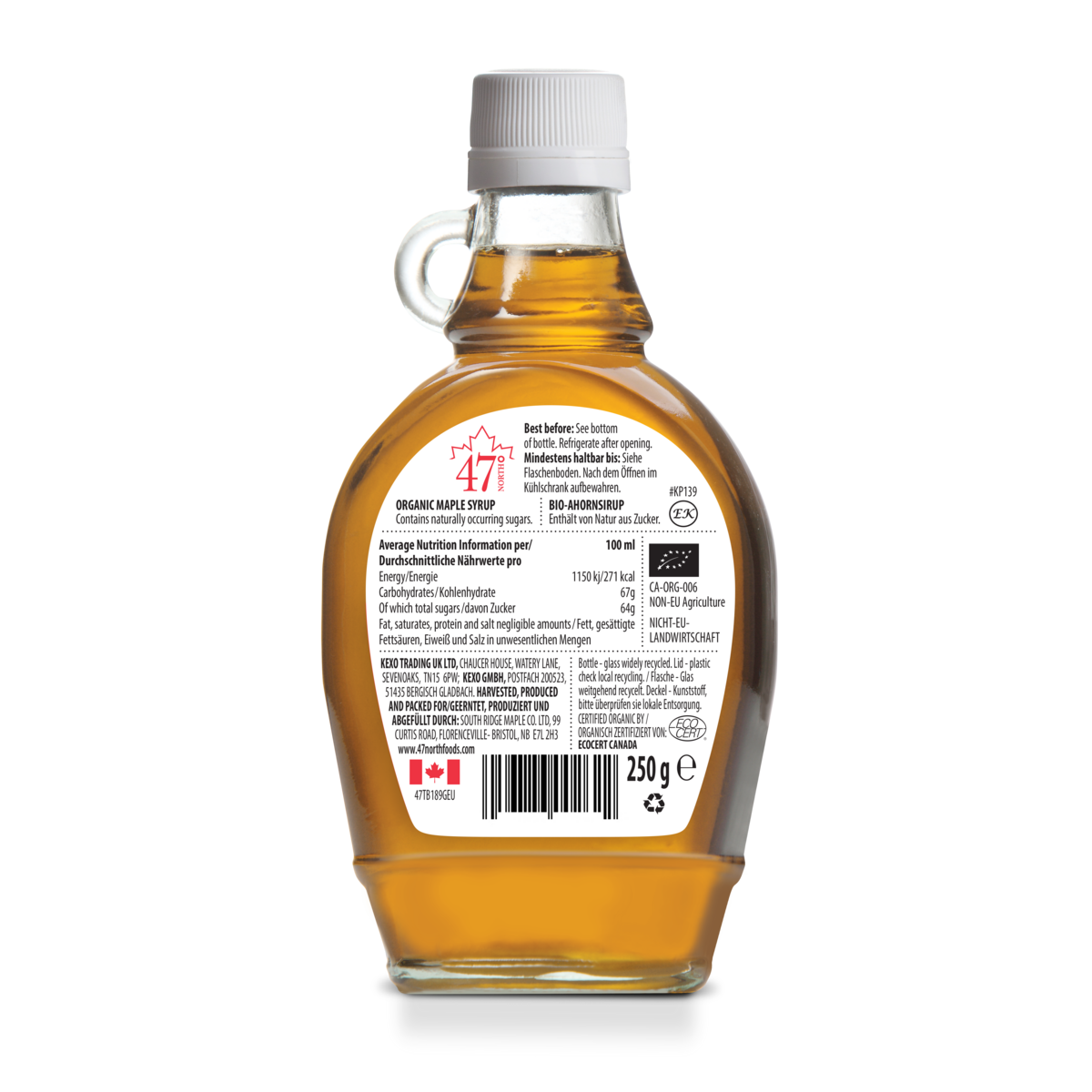 ENKELE BRON Biologische ahornsiroop, Canada klasse A, goudkleurig, delicaat - 250 g