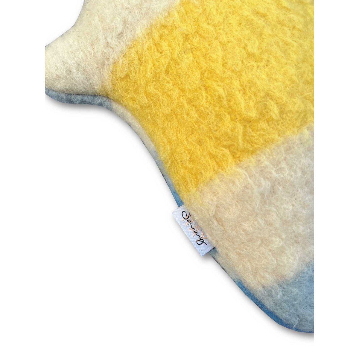 Hippo cuddly toy - Vintage wool blanket - Blue Yellow