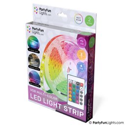 PartyFunLights - LED Strip - Multi-Color RGB - Werkt op USB - 2 Meter Copy