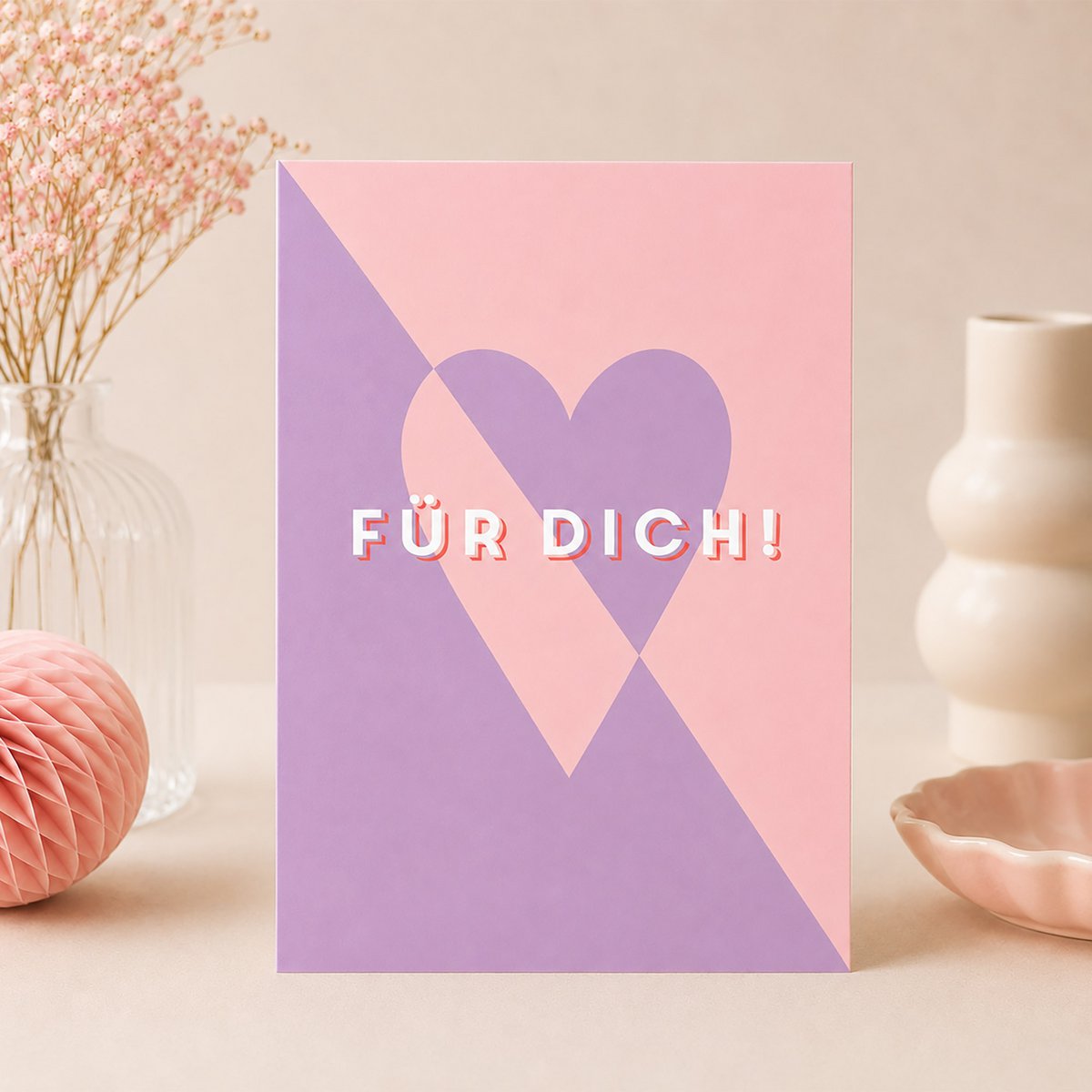 Valentine’s Day card “For you!” – modern card with heart