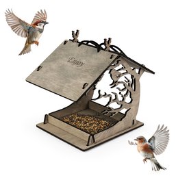 Hängender Vogelfutterspender aus Holz, Futterspender für Vogelfutter im Garten und Hinterhof