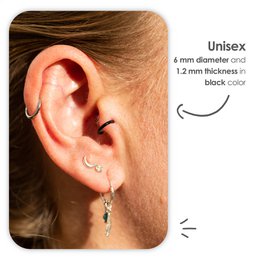 Zwarte Chirurgisch Stalen Ring Piercing — Oorbellen Ringetje Geschikt voor Helix Tragus Septum Lip Neus Wenkbrauw Piercings